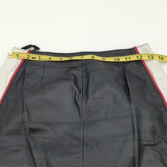 Vintage 90s CHIA Leather Moto Mini Biker Racing Stripe Pencil Skirt Size 4 - Picture 5 of 10